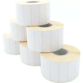 ARTDEV Terminės Perdavimo Etikečių Ritinys 60x20mm, 110mm Ritinio Skersmuo, 40mm Įvorė, 2600 Etikečių/Ritinys, Baltas, Popierius, Nuolatiniai Klijai
