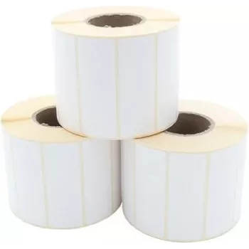 ARTDEV Termoperkėlimo Etikečių Ritinys 70 x 25mm, 93mm Išorinis Skersmuo, 40mm Įvorė, 1500 Etikečių Ritinyje, Baltas Popierius, Nuolatiniai Klijai, Matinis Paviršius