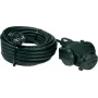 AS Schwabe 60456 10 m H07RN-F 3G1.5 mm² guminis prailgintuvas su 3 kištukiniais lizdais, Schuko kištuku ir mova, IP44, juodas