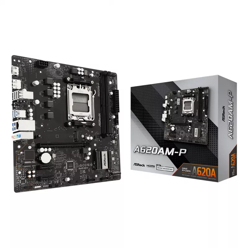 ASRock A620AM-P AMD A620 AM5 Micro ATX motininė plokštė (DDR5, HDMI, DisplayPort, M.2)