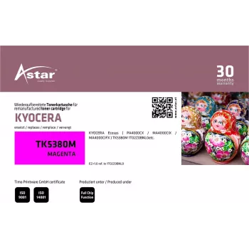 ASTAR AS20406 Kyocera TK-5380M rausvoji (magenta) tonerio kasetė, perdirbta, didelės talpos, 10 000 puslapių