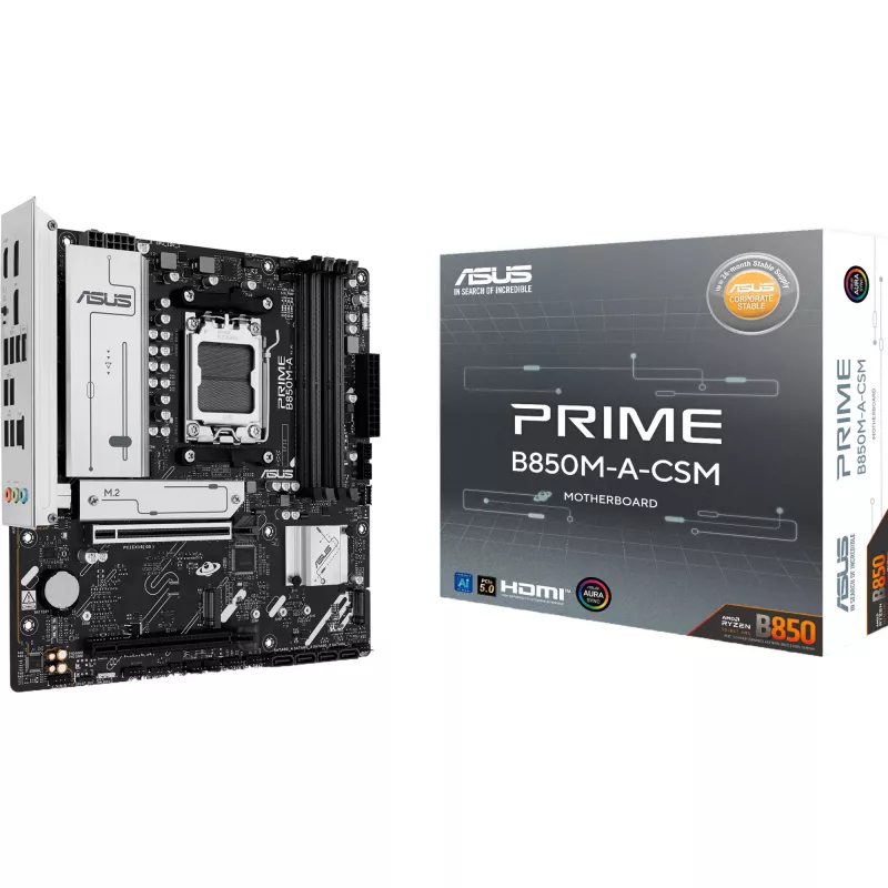 ASUS Prime B850M-A-CSM Micro-ATX pagrindinė plokštė, lizdas AM5, AMD B850 mikroschemų rinkinys
