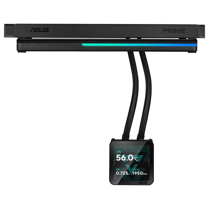 ASUS Prime SLC II 360 ARGB LCD AIO skysčio aušinimas procesoriui, 360 mm radiatorius, 3 x 120 mm ARGB ventiliatoriai, LGA 1851/1700/1200/115x/AM5/AM4
