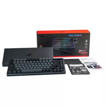 ASUS ROG Azoth 75% Hotswap mechaninė klaviatūra, tri-režimė RGB, OLED ekranas, PBT klavišai, NX jungikliai, juoda