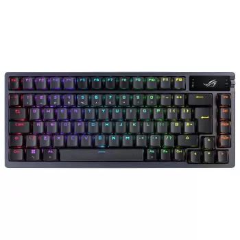 ASUS ROG Azoth 75% Hotswap mechaninė klaviatūra, tri-režimė RGB, OLED ekranas, PBT klavišai, NX jungikliai, juoda