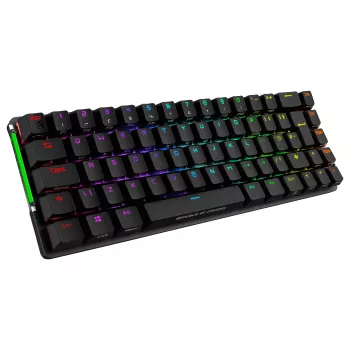 ASUS ROG Falchion NX mechaninė žaidimų klaviatūra, 65% formos faktorius, ROG NX Red jungikliai, belaidė/laidinis ryšys, RGB foninis apšvietimas, juoda