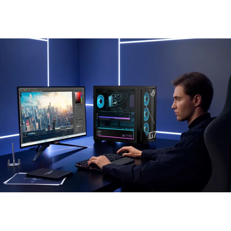 ASUS ROG G700 GM700TZ-R9800X283W žaidimų stacionarus kompiuteris - AMD Ryzen 7 9800X3D, 32GB DDR5, 2TB SSD, Radeon RX 9070 XT, Windows 11 Home, juodas