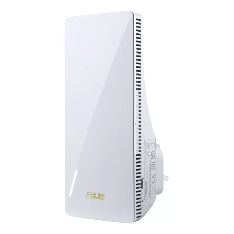 ASUS RP-BE58 dviejų juostų „Wi-Fi 7“ diapazono plėtiklis, BE3456, 2,4 GHz 574Mbps + 5GHz 2882Mbps, 1x Gigabit prievadas, AiMesh, WPA3, baltas, UK kištukas
