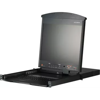 ATEN KL1508AiM CH 8 prievadų 17 colių LCD Cat5e/6 KVM over IP komutatorius (dviejų bėgių, šveicariška klaviatūra)