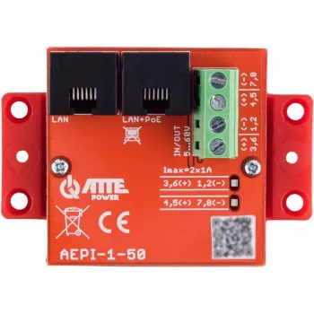 ATTE AEPI-1-50 Pasyvus PoE adapteris, 1 kanalas, 10/100/1000 Mbps Gigabit Ethernet