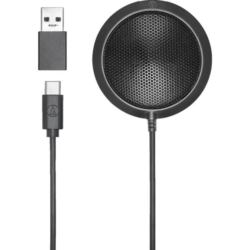 Audio-Technica ATR4697-USB kondensatorinis ribinis mikrofonas, juodas, USB-C / USB-A