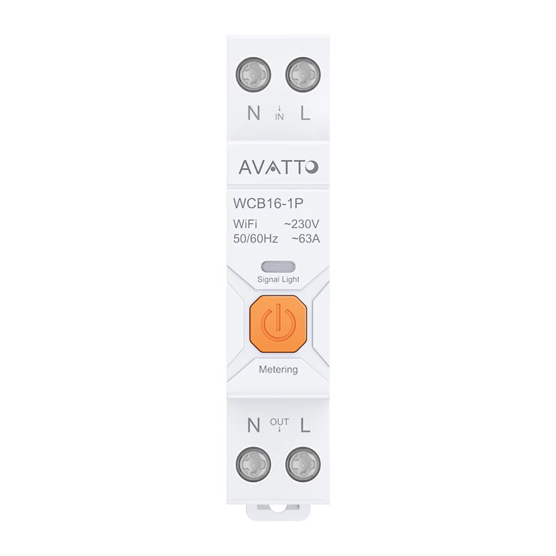 AVATTO WCB16 Smart WiFi Automatinis jungiklis 1P 16A 230V DIN bėgelis su energijos stebėjimu | Kur.lt