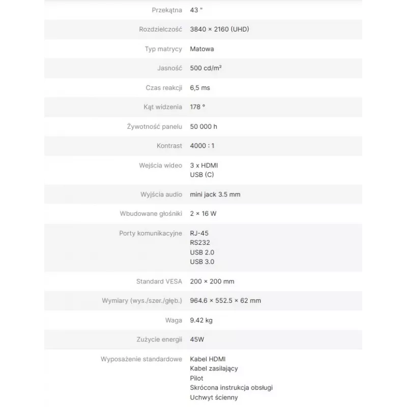 AVTEK DS2 43 4K UHD informacinis monitorius