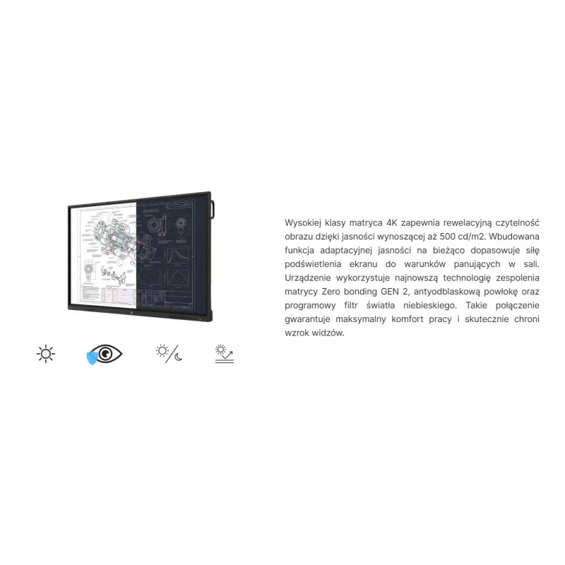AVTEK TS 9 Mate G 86 inch 4K UHD interaktyvus liečiamasis monitorius su Android 13, 40 taškų IR jutikliu, 8 GB RAM, 128 GB atmintimi, Wi-Fi 6, Bluetooth 5.2, dvigubais 16 W garsiakalbiais, 8 mikrofonų masyvu, VESA 800x600
