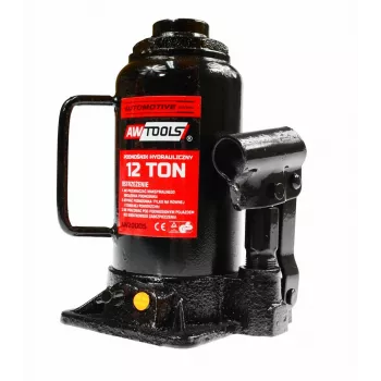 AWTOOLS 12 tonų hidraulinis butelinis domkratas, 217–405 mm kėlimo diapazonas, plieninis, raudonas/juodas