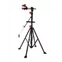 AWTOOLS 30kg Dviračio remonto stovas su 360° besisukančiu spaustuku, sulankstomu trikoju, įrankių padėklu, reguliuojamo aukščio 107-190cm, juodas/raudonas