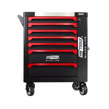 AWTOOLS 7 stalčių įrankių vežimėlis su šonine spintele Black Line