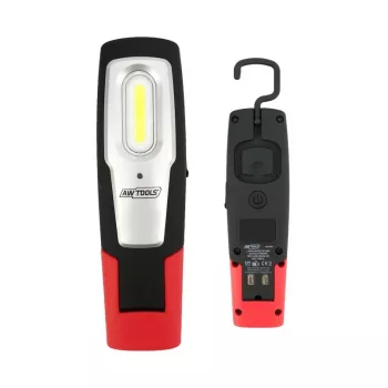 AWTOOLS AW17601 COB LED priekinė lemputė – 120 liumenų, 3 režimai, IPX4 atspari vandeniui, reguliuojamas galvos dirželis, maitinama baterijomis