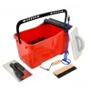 AWTOOLS Profesionalus plytelių klojimo rinkinys su kibiru – 5 dalių komplektas (24 l kibiras, kempinė, dantyta mentele, kelių apsaugos, pirštinės)