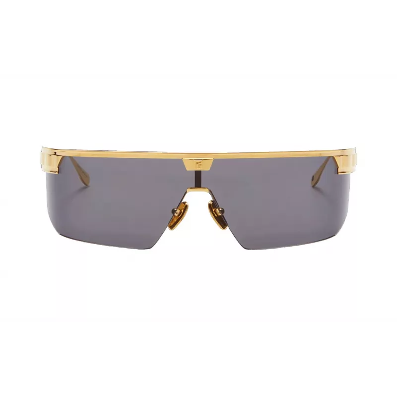 BALMAIN Unisex Sunglasses BPS-147A-142 Black Acetate Square Frame Grey Nylon Lenses 43/27/147 mm