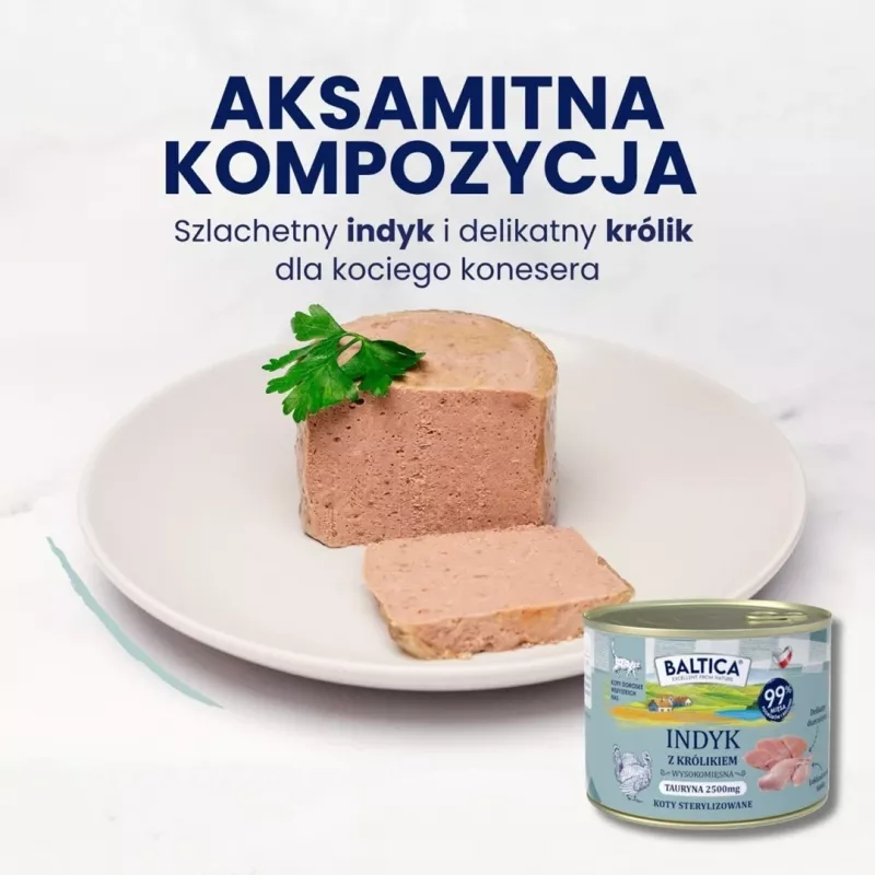 BALTICA Smaki Regionów šlapias kačių maistas suaugusioms katėms su kalakutiena ir triušiena, 185 g skardinė