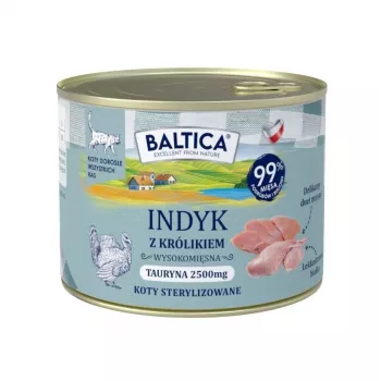 BALTICA Smaki Regionów šlapias kačių maistas suaugusioms katėms su kalakutiena ir triušiena, 185 g skardinė