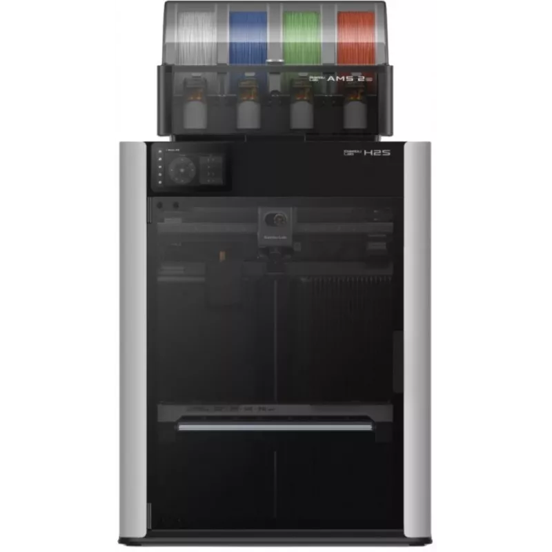 Bambu Lab H2S Combo 3D spausdintuvas su AMS, 256x256x256mm, 500mm/s, pilnai uždaras, juodas