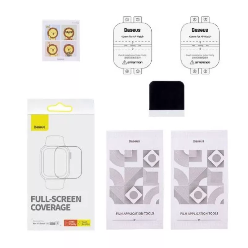 Baseus 41mm NanoCrystal apsauginė plėvelė, skirta Apple Watch 7/8/9, 2 vnt., permatoma