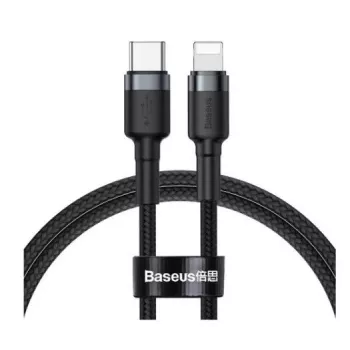Baseus Cafule USB-C į Lightning laidas, nailoninis pintas, PD 18W, QC3.0, 1m, juodas