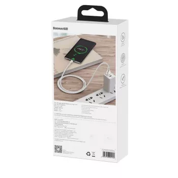 Baseus Cafule USB-A į USB-C laidas, 66W, 1m, baltas