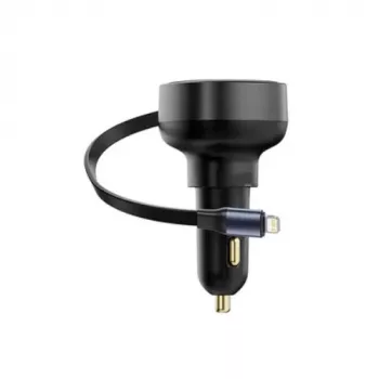 Baseus Car Charger Enjoyment Pro Fast Charger Type-C Female, Lightning Male (0,75m) Built-in Retractable Cable, 55W Black EU