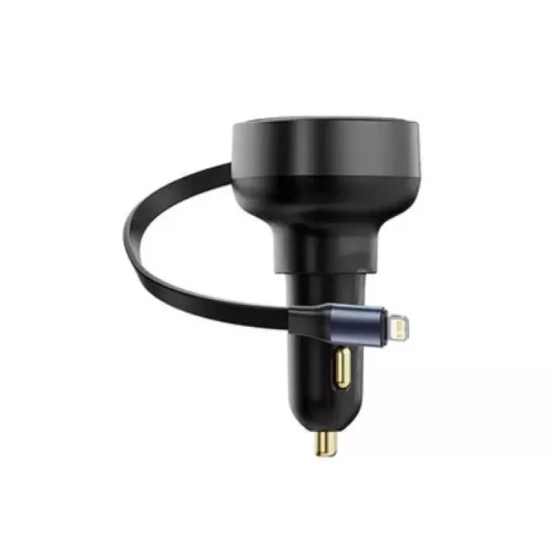 Baseus Car Charger Enjoyment Pro Fast Charger Type-C Female, Lightning Male (0,75m) Built-in Retractable Cable, 55W Black EU