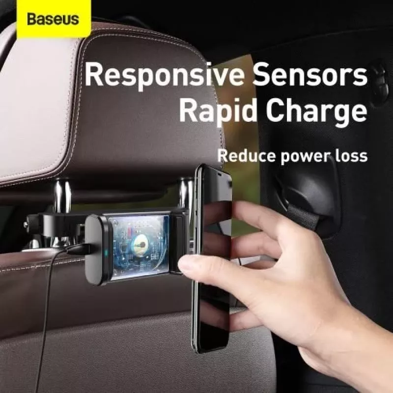 Baseus automobilinis belaidis įkroviklis su laikikliu galinėms sėdynėms 15W juodas (WXHZ-01)