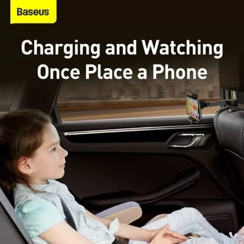 Baseus automobilinis belaidis įkroviklis su laikikliu galinėms sėdynėms 15W juodas (WXHZ-01)