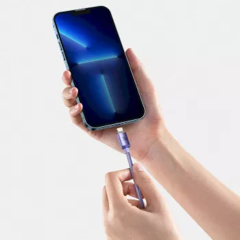 Baseus Crystal Shine Series USB-C į Lightning greito įkrovimo ir duomenų kabelis 20W 1,2m violetinis (CAJY000205)