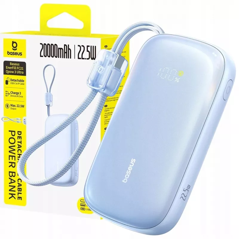Baseus EnerFill FC21 Qpow 3 Ultra 20000 mAh 22,5W Power Bank Blue