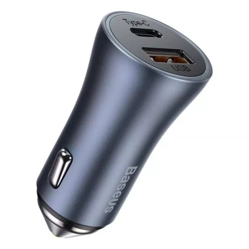 Baseus Golden Contactor Pro automobilinis įkroviklis 40W USB-A USB-C QC4.0+ PD SCP pilka