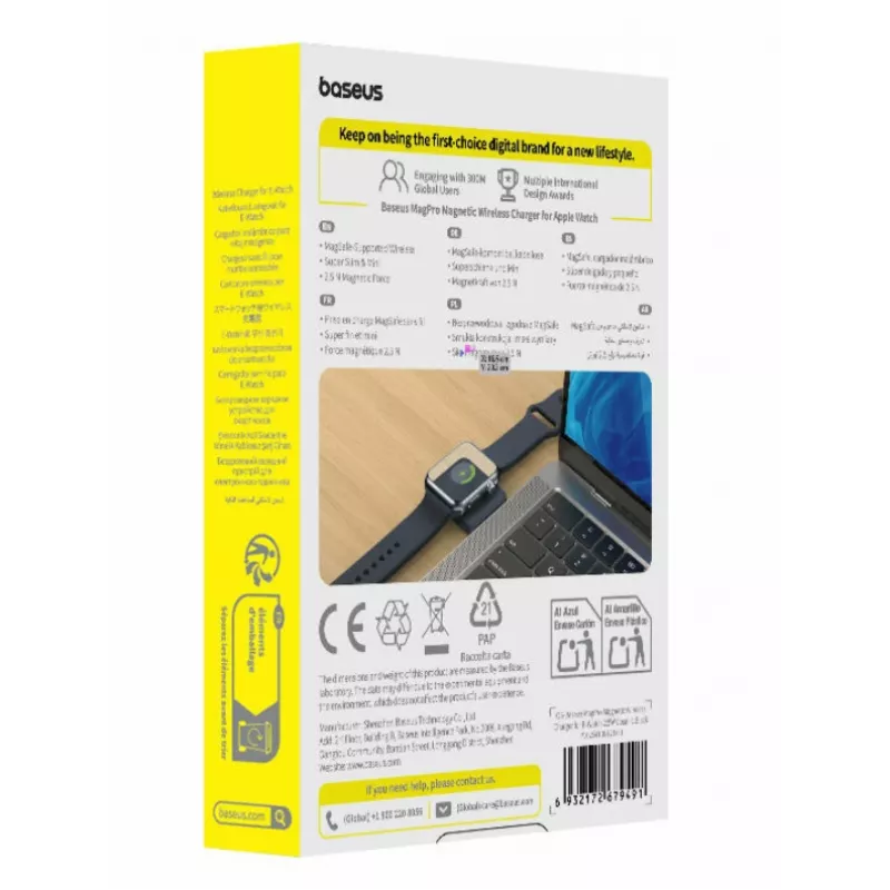 Baseus MagPro belaidis indukcinis įkroviklis, skirtas Apple Watch, 2,5 W, juodos spalvos
