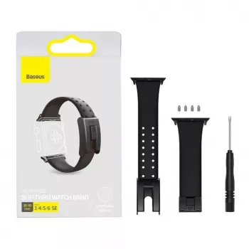 Baseus Slip-Thru Strap Band apyrankė Apple Watch 3/4/5/6/SE 38mm/40mm juoda (LBWSE-01)