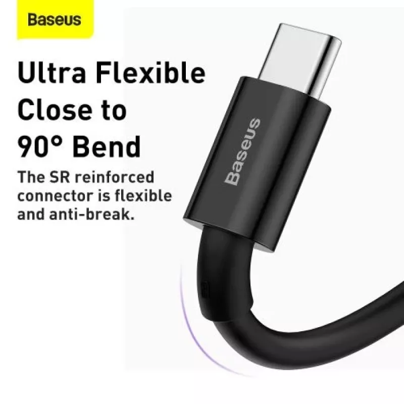 Baseus Superior Series USB-A į USB-C greitojo įkrovimo duomenų laidas, 66W (11V/6A), 2 m, juodas (CATYS-A01)