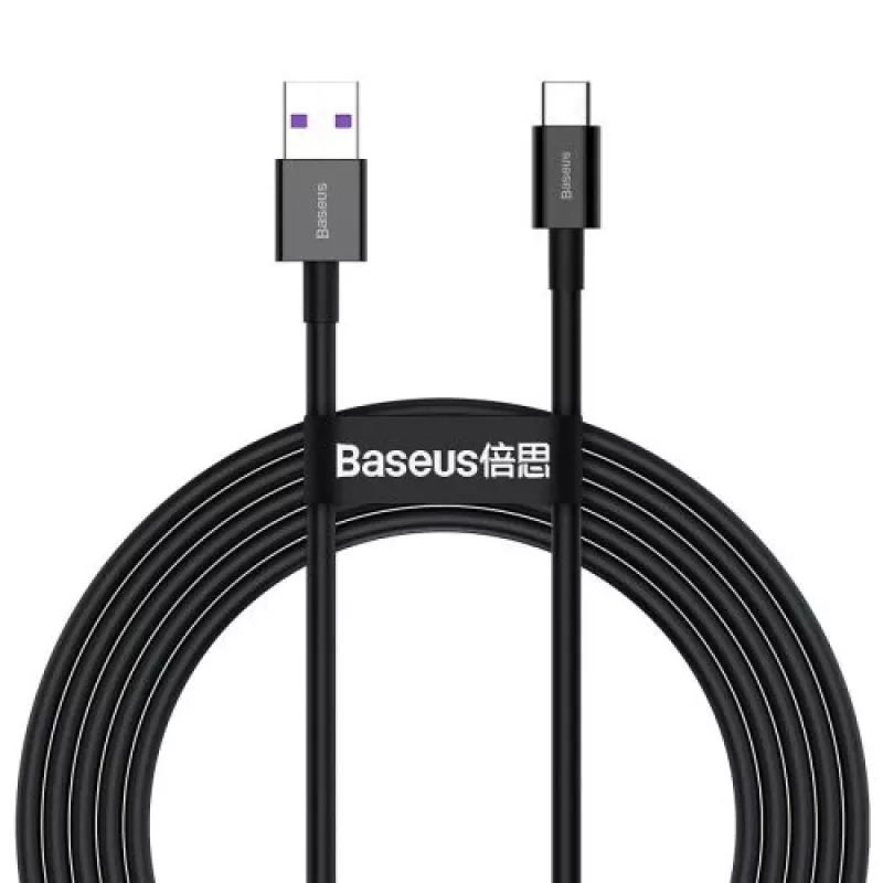 Baseus Superior Series USB-A į USB-C greitojo įkrovimo duomenų laidas, 66W (11V/6A), 2 m, juodas (CATYS-A01)