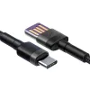 Baseus Cafule SuperCharge USB-A – USB-C kabelis, 40 W, 5 A, QC 3.0, 1 m, juodas/pilkas