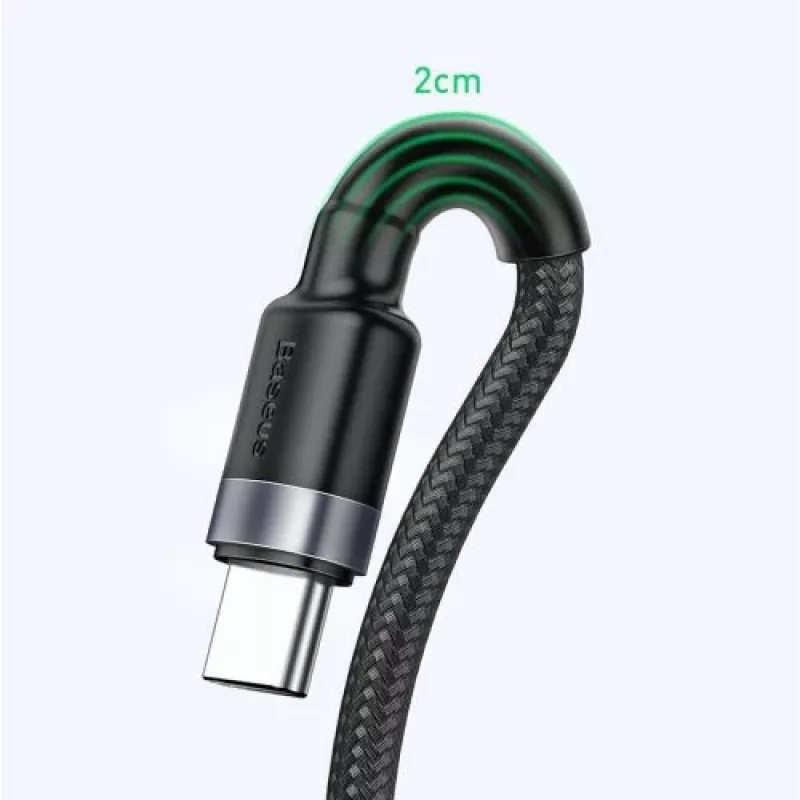 Baseus Cafule SuperCharge USB-A – USB-C kabelis, 40 W, 5 A, QC 3.0, 1 m, juodas/pilkas