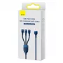 Baseus Universal Cable Flash Series II 3-in-1 Fast Charging Data Cable (USB-A to Micro + Lightning + Type-C) 66W, 480mbps, 1,2m, Blue (CASS040003)