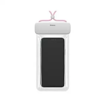 Baseus vandeniui atsparus telefono dėklas LET White Pink - IPX8 sausa rankinė 7,2 colio telefonams, lietimui ir kamerai, sukamasis užraktas, reguliuojamas dirželis