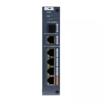 BCS BCS-L-SP0401G-1SFP-M Pramoninis nevaldomas PoE+ jungiklis, 4x PoE+ RJ45 + 1x RJ45 + 1x SFP, 65 W