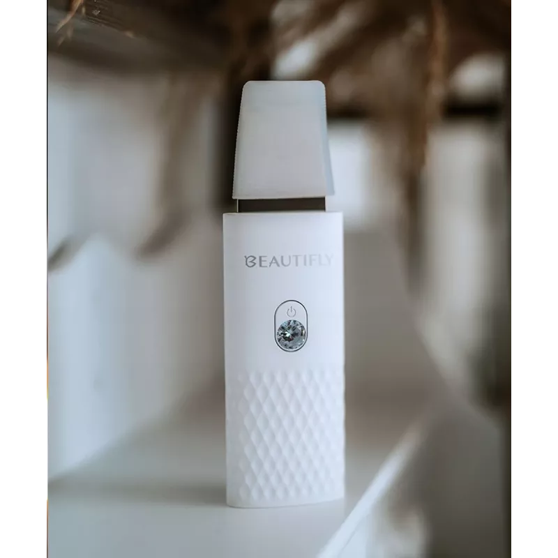 Beautifly Peeling Scrub Mini – ultragarsinis kavitacinis veido valiklis su EMS mikro srove, balta/rožinis auksas