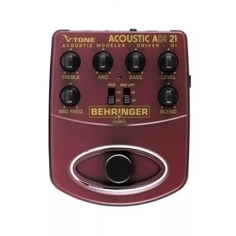 Behringer ADI21 akustinės gitaros preamp / DI dėžutė su 3 juostų ekvalaizeriu ir grįžtamojo ryšio valdymu