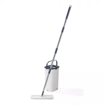Beldray LA00000008EU7 Flat Head Mop & Bucket Set - Pilka/Mėlyna, 5L Savaiminis Gręžimas, Teleskopinis Kotas, Mikropluoštas