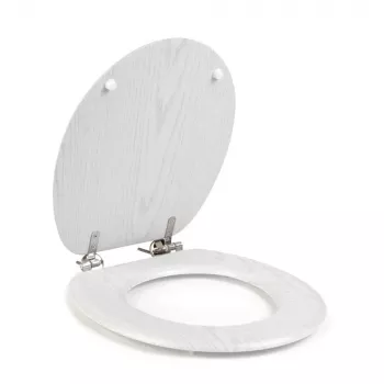 Beldray LA00000073WHTEU7 Medinis tualeto dangtis – lėtas uždarymas, baltas, ovalus